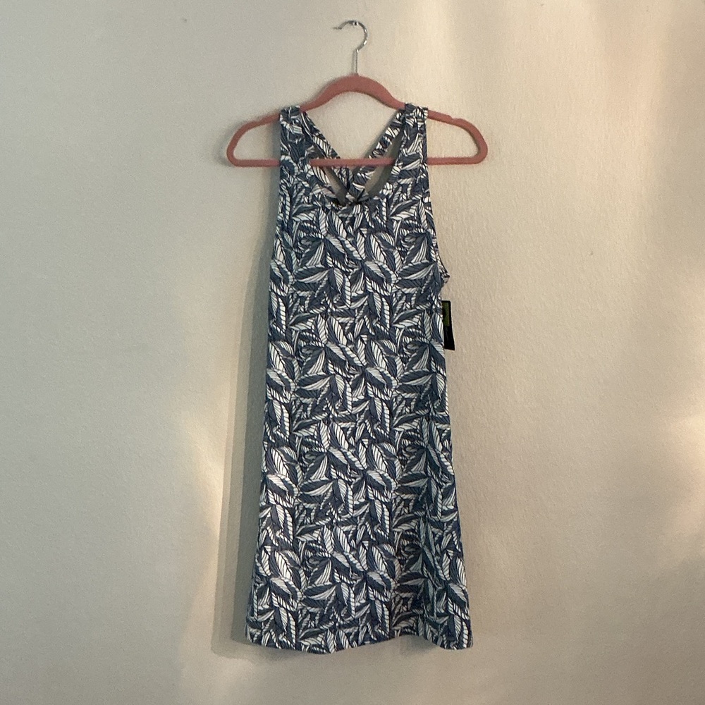 Eddie Bauer Blue and White Leaf Print Dress